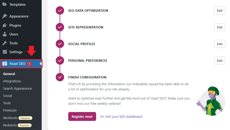 You have successfully completed the Yoast First-time Configuration.