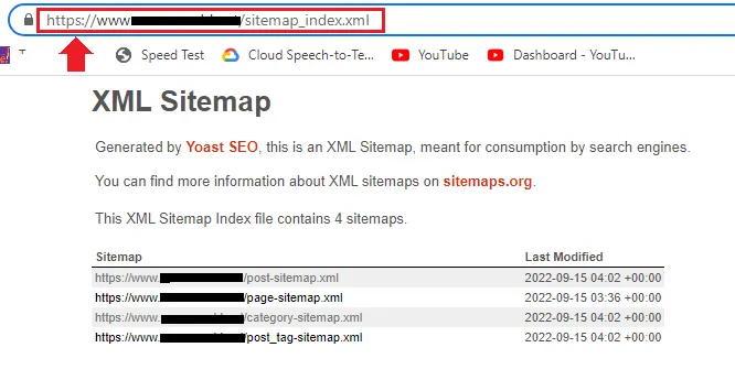 Copy the XML Sitemap URL