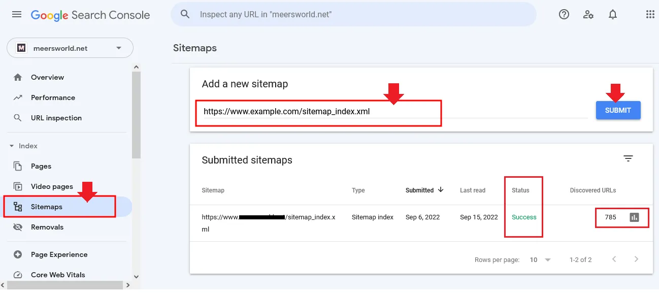 1. Open your Google Search Console account.2. Go to Sitemaps from the Sidebar.3. In Add a new sitemap Paste the URL of your XML Sitemap Index file that you have Copied.4. Click the SUBMIT button.