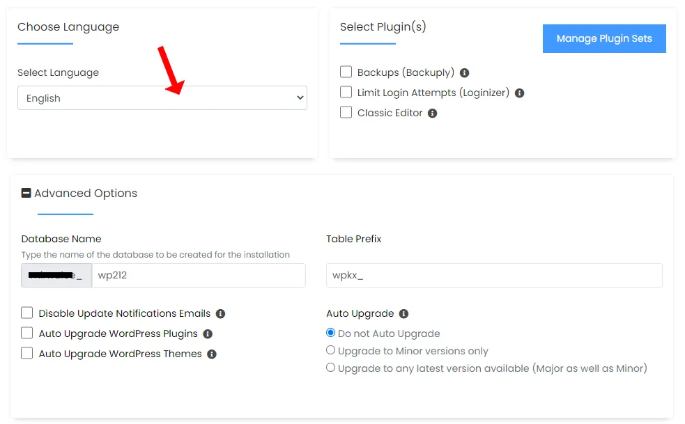 Choose Language and leave other settings Choose Language and leave other settings