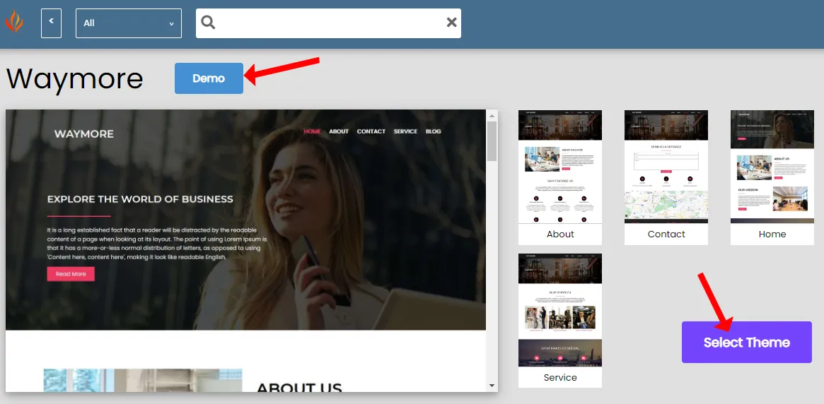 Click on Select Theme Click on Select Theme