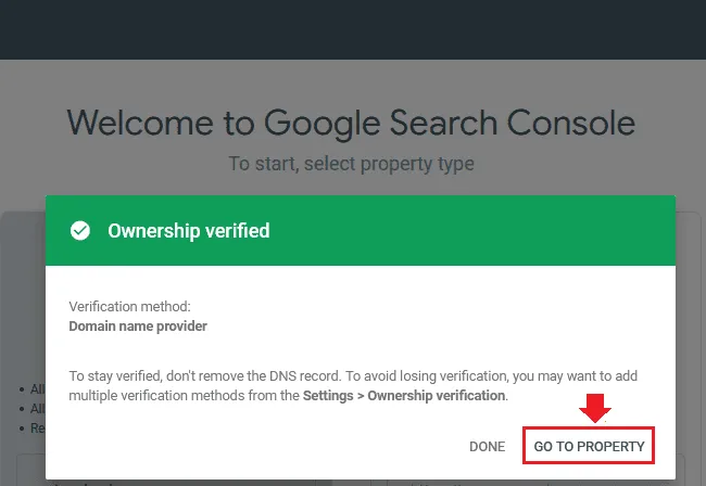 If the verification is successful it will show you the message Ownership Verified. 
