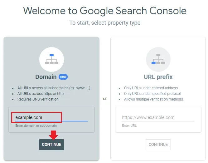 In the Enter domain or subdomain enter your root domain means without adding "http/https" and "www", like "example.com".