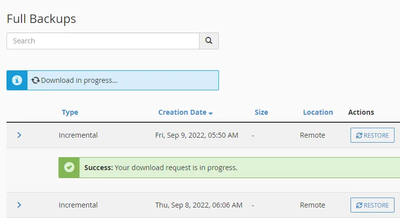 It will show you the notice "Download in progress..."