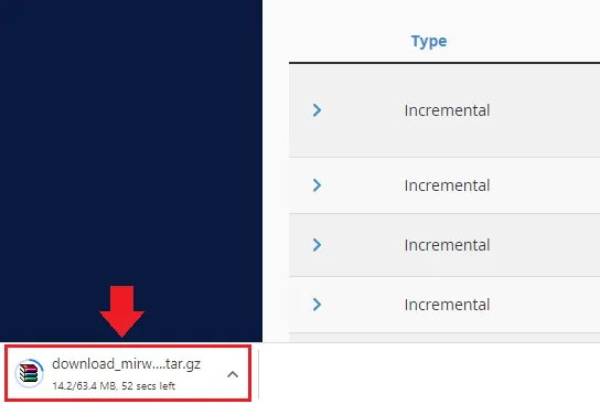 backup is downloading to computer. backup is downloading to computer.