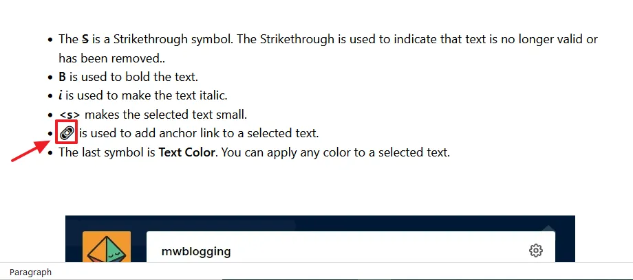 Below you can see a Link Symbol that I had copied from Google search results. I got one hint i.e. the content above the Link Symbol would save, and the content lying below the LINK Symbol wouldn't save. So, I thought the Symbol might be stopping the post from being saved.  