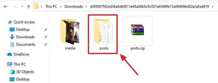 Go to Backup folder and open the sub-folder posts.