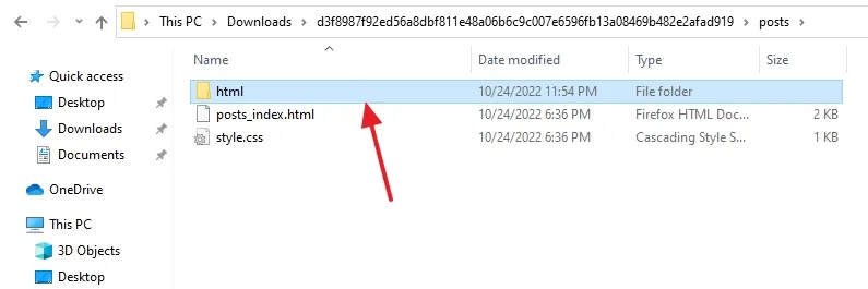 Open the html folder. Open the html folder.