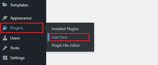 Go to Plugins from the sidebar and click Add New.