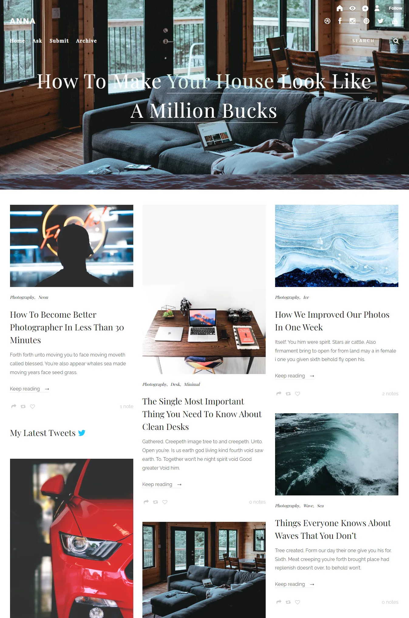 MML Studio Tumblr themes for  content focused blogs with huge sidebars, large headers, and big posts.