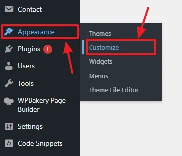 Go to Appearance from the sidebar and click the Customize.