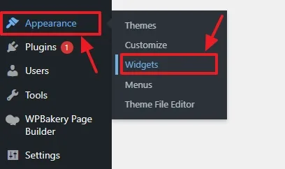 Go to Appearance from the sidebar and click the Widgets.