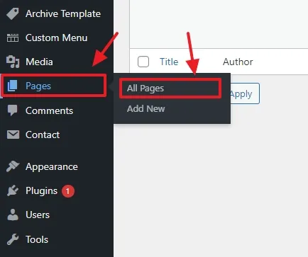 Go to Pages from the sidebar and click the All Pages.