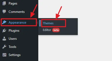 Go to Appearance from the Sidebar and click the Themes.