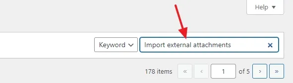Enter "Import external attachments" in the plugins Search Bar.