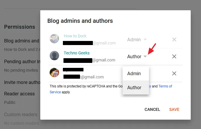 You can change the status of the author to Admin. Click the corresponding Cross Icon of the author to remove him from your blog.