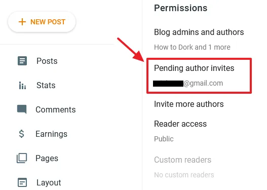 You can see the status of invited authors under the Pending author invites. 