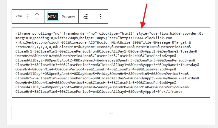 Paste the Clock gadget code that you have copied on ClockLink in the code area.