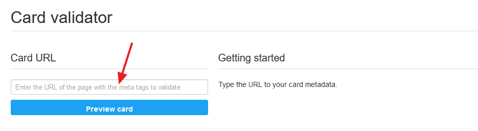 Go to Twitter Card Validator. Copy any of your blog post URL and Paste in the Card URL textbox. Click the Preview card.