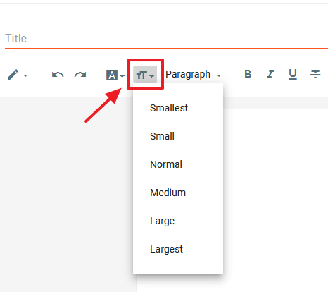 Click the TT icon to expand the different font-sizes. Click the TT icon to expand the different font-sizes.
