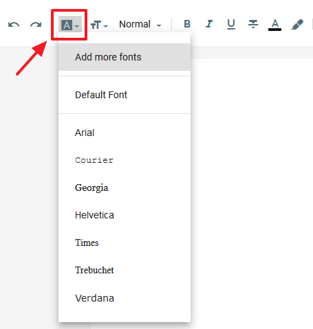 Click the A icon to expand the Font Types.