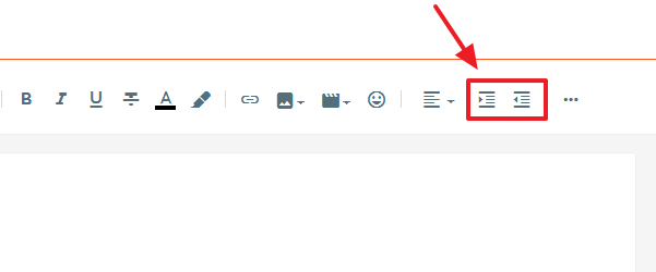 Select the text and click "Increase Indent" icon or "Decrease Indent" Icon.