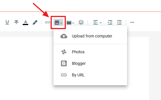 The Insert Image options allow you to insert images to your posts. 