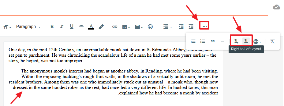 When you click "Left to Right Layout" option the text moves to left, and when you click "Right to Left Layout" the text moves to right. When you click "Left to Right Layout" option the text moves to left, and when you click "Right to Left Layout" the text moves to right.