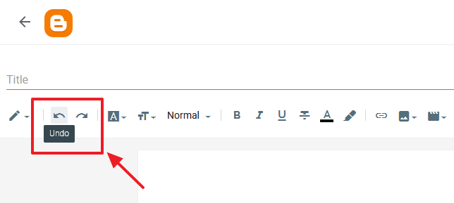 On Blogger Editor, Left Arrow is for Undo, means to go one step back, and the Right Arrow is for Redo, means to go one step forward. On Blogger Editor, Left Arrow is for Undo, means to go one step back, and the Right Arrow is for Redo, means to go one step forward.