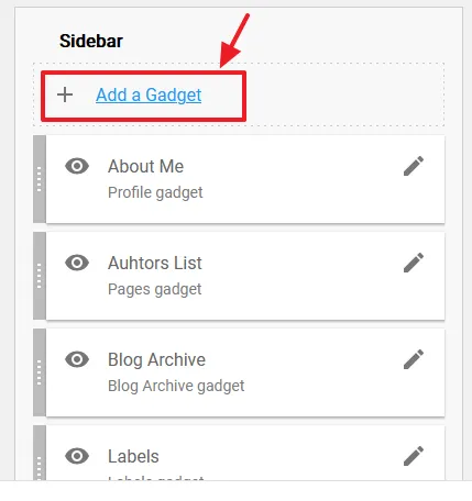 Go to Layout. Go to Sidebar section and click + Add a Gadget.