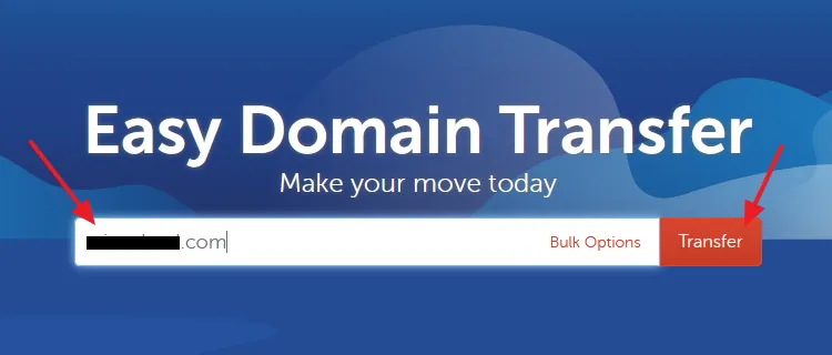 Enter your domain name like "example.com" and Click Transfer.
