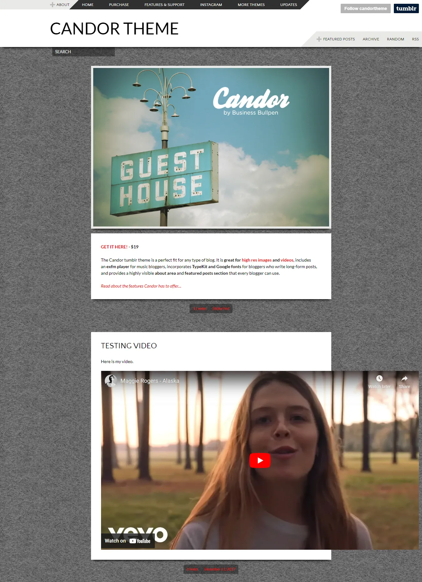 Storyware Candor Tumblr theme fro content focused blogs 