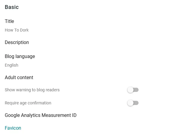 Blogger Basic Settings