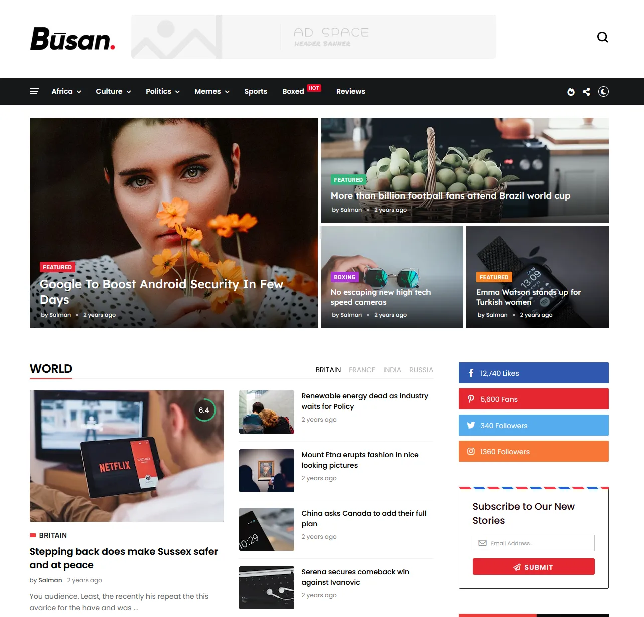 Busan news and magazine blogger template