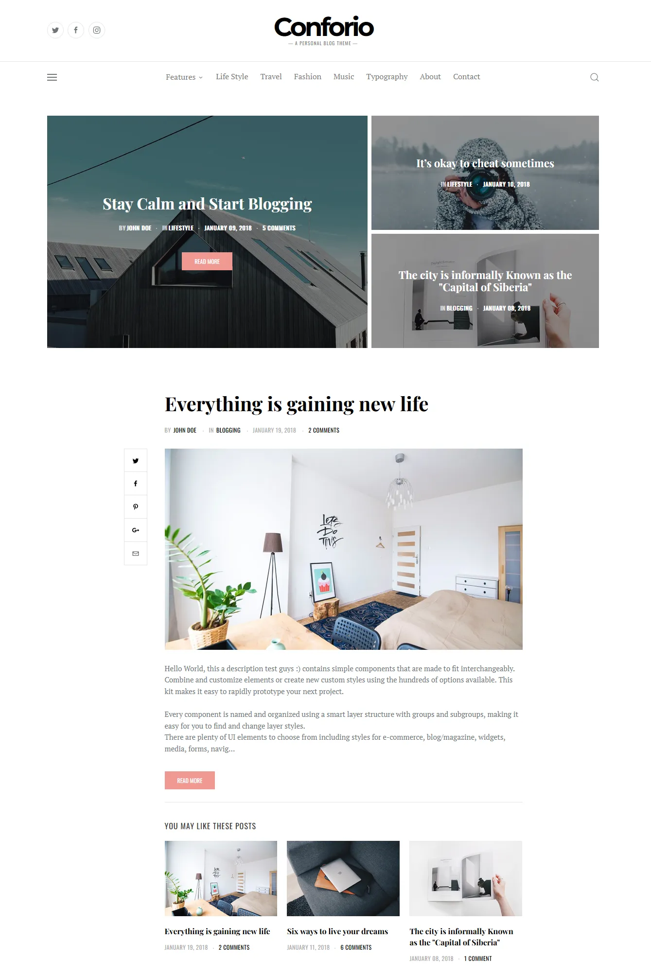 Conforio Personal Blog Blogger Template