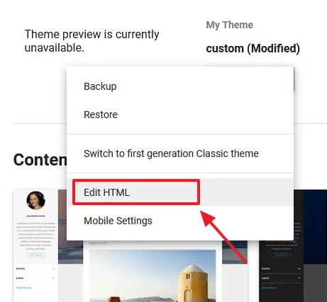 Click the Edit HTML.
