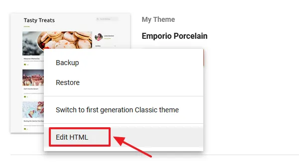 Click the Edit HTML option.