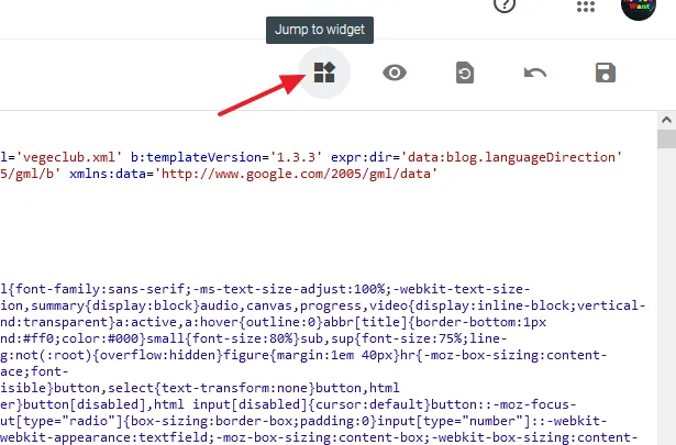 Click the "Jump to widget" icon located at top to directly reach the code of the widget.