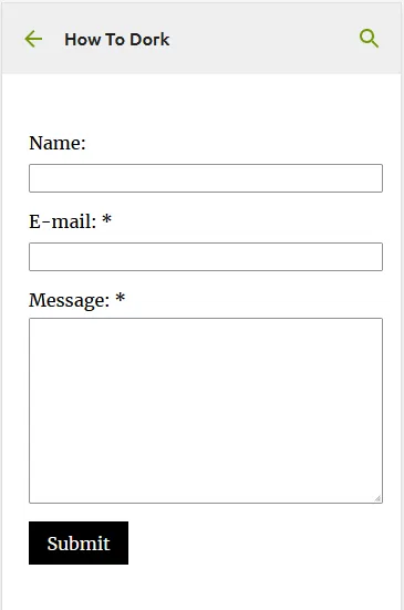 The Contact Us form on Mobile Devices.