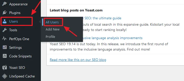 Go to Users from the sidebar. Click the All Users.
