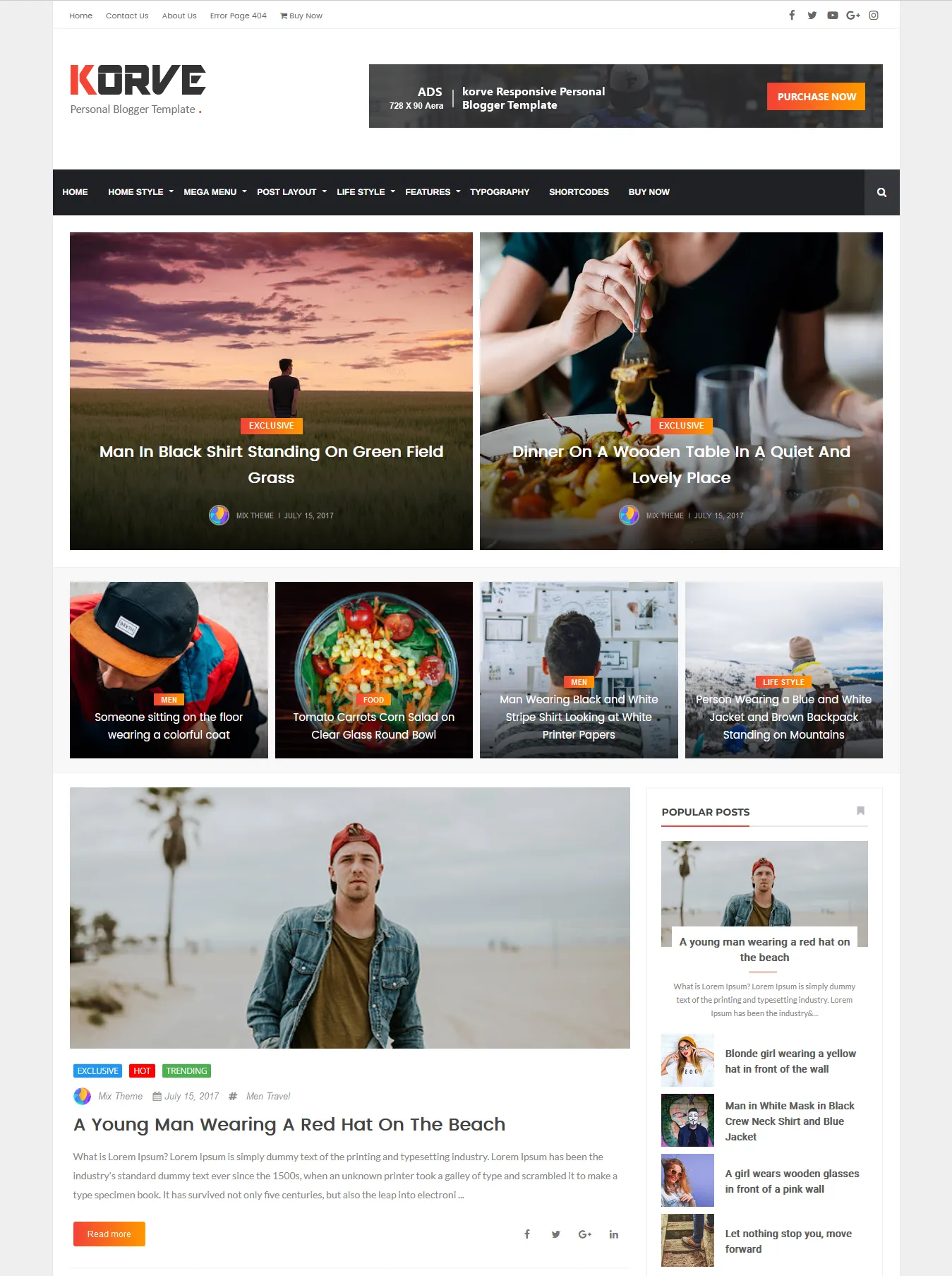 Korve personal blog blogger templates 