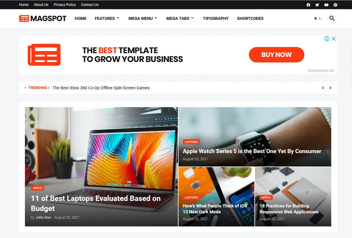 Magspot news & magazine blogger template