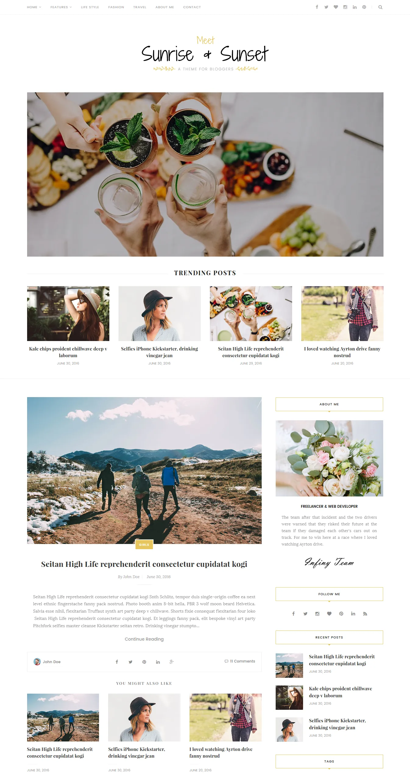 Sunrise and Sunset personal blogger template for fashion bloggers 