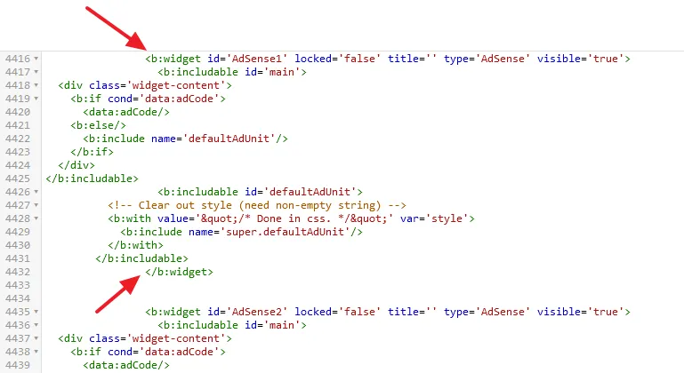 select the whole code from <b:widget id='AdSense'............. to  </b:widget> and delete this code.