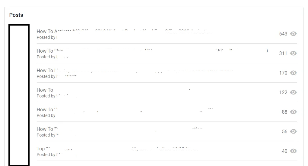 Posts section shows the top performing posts of your blog based on your chosen Time Filter. Here it is showing the top posts of a blog in last 24 hours.