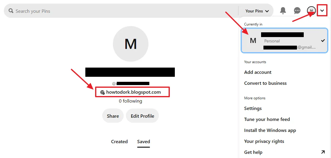 lick the Downward Arrow located to top-right corner. Click your Account Name/User under the Currently in section.  You will see a Tick over a Globe icon next to your Blogger domain URL.