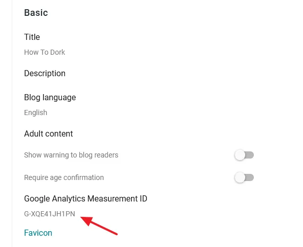 You can see that the Measurement ID is added on the Blogger Settings.