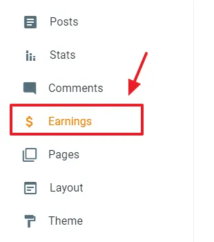 Click the Earnings tab from the sidebar.