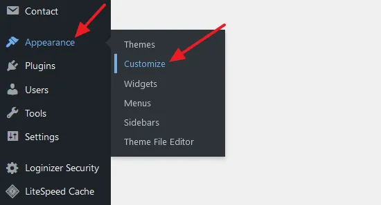 Go to Appearance from the WordPress sidebar. Click the Customize.