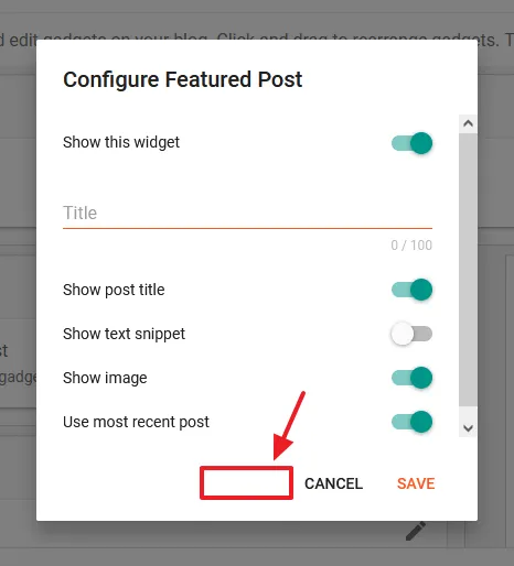 A new window will popup. Scroll down to its bottom. You won't see Remove option beside the Cancel and Save